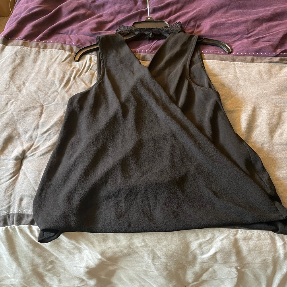 Drop neck black top